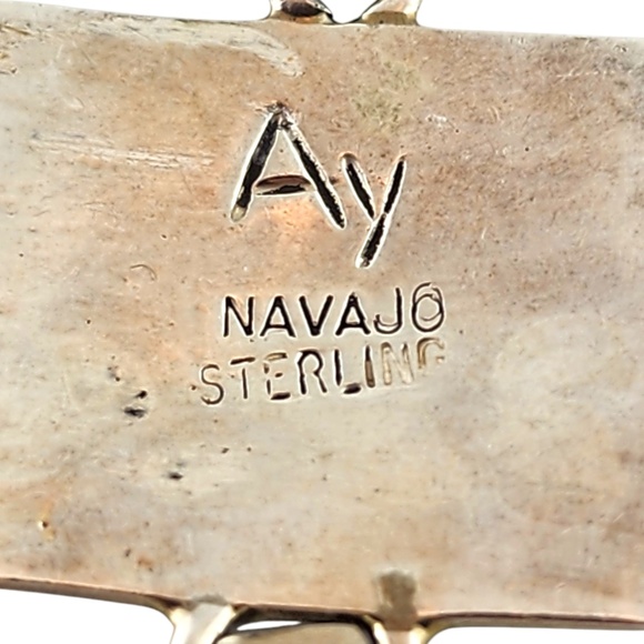 Navajo AY Sterling Silver Inlay Turquoise Pendant #20085 - Picture 5 of 7